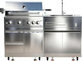 BODEGA Stainless Steel Outdoor Kitchen Drawer Cabinet for 30 inch Propane Gas Grill with 2 Drawers and Propane Tank Storage, Commercial Sinks Cabinet Combo perfect for Outdoor Kitchen BBQ Island.