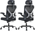 Ergonomic Office Chair - X-Shaped Computer Desk Chair Comfy, Gaming Chair, Office Chair with Lumbar Support, Mesh Office Chairs with Headrests, Desk Chair for Long Hours, Black Silver, Pack of 2