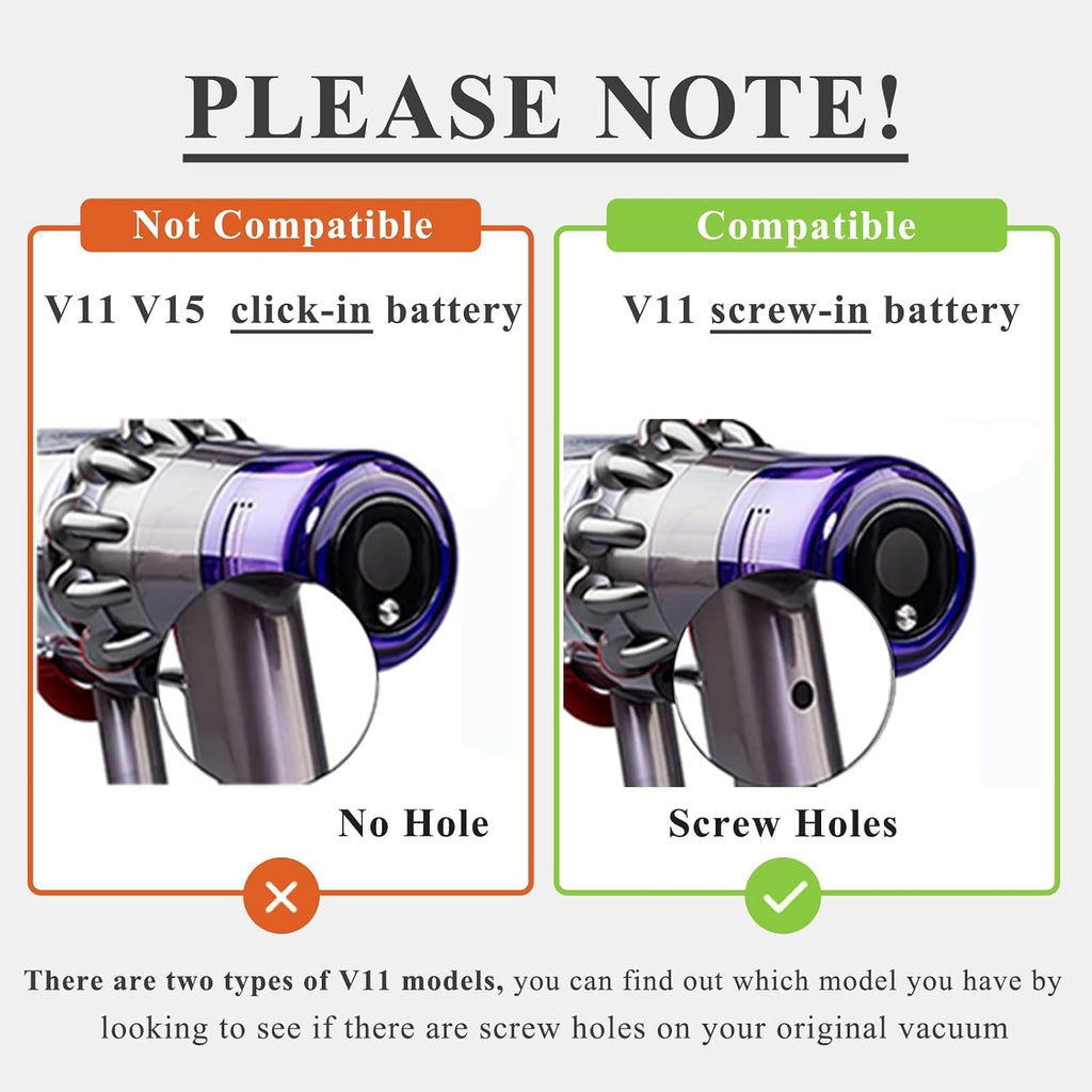 Upgraded V11 SV14 Battery Replacement for Dyson V 11 Screw-in【Not for Click-in Type】 25.2V 5.0Ah Compatible with Dyson V11 Animal Cordless Vacuum Screw in Type