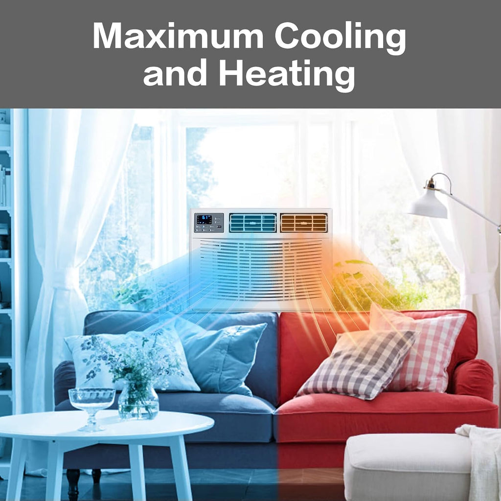 ROVSUN 18000 BTU Air Conditioner Window Unit with Heat, 4-in-1 Window AC Unit Cooler, Heater, Dehumidifier & Fan with Timer, Remote Control & Installation Kit for Rooms up to 1000 Sq. Ft, 208/230V