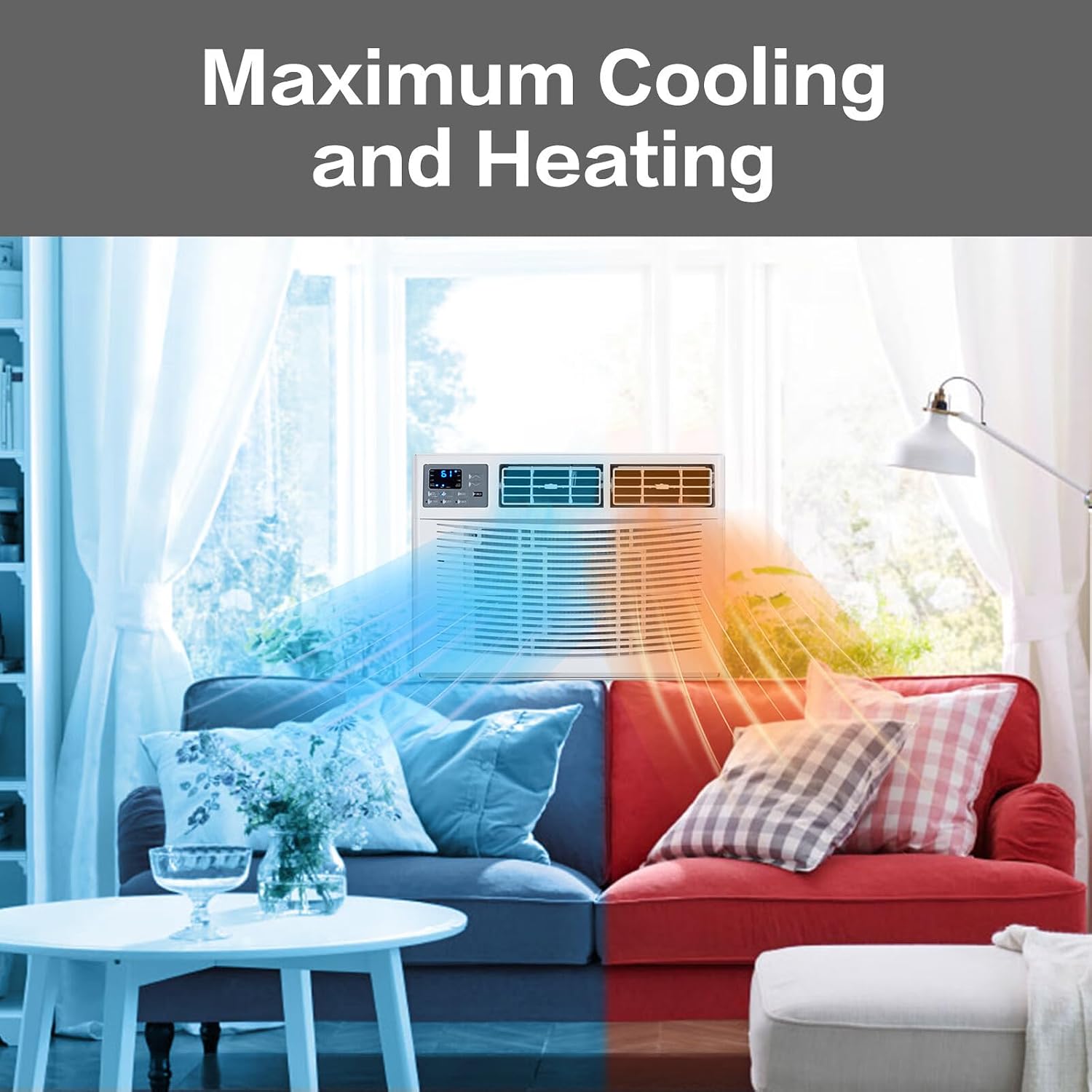 ROVSUN 12000 BTU Air Conditioner Window Unit with Heat, 4-in-1 Window AC Unit Cooler, Heater, Dehumidifier & Fan with Timer, Remote Control & Installation Kit for Rooms up to 550 Sq. Ft, 208/230V