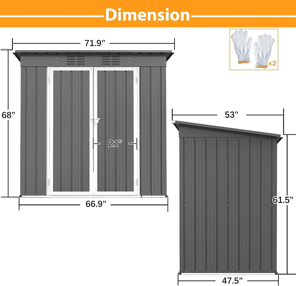 Outdoor Storage Shed, 6 X 4 FT Large Metal Utility Tool Sheds with Floor Frame, Steel Garden Shed for Backyard Garden Patio Lawn