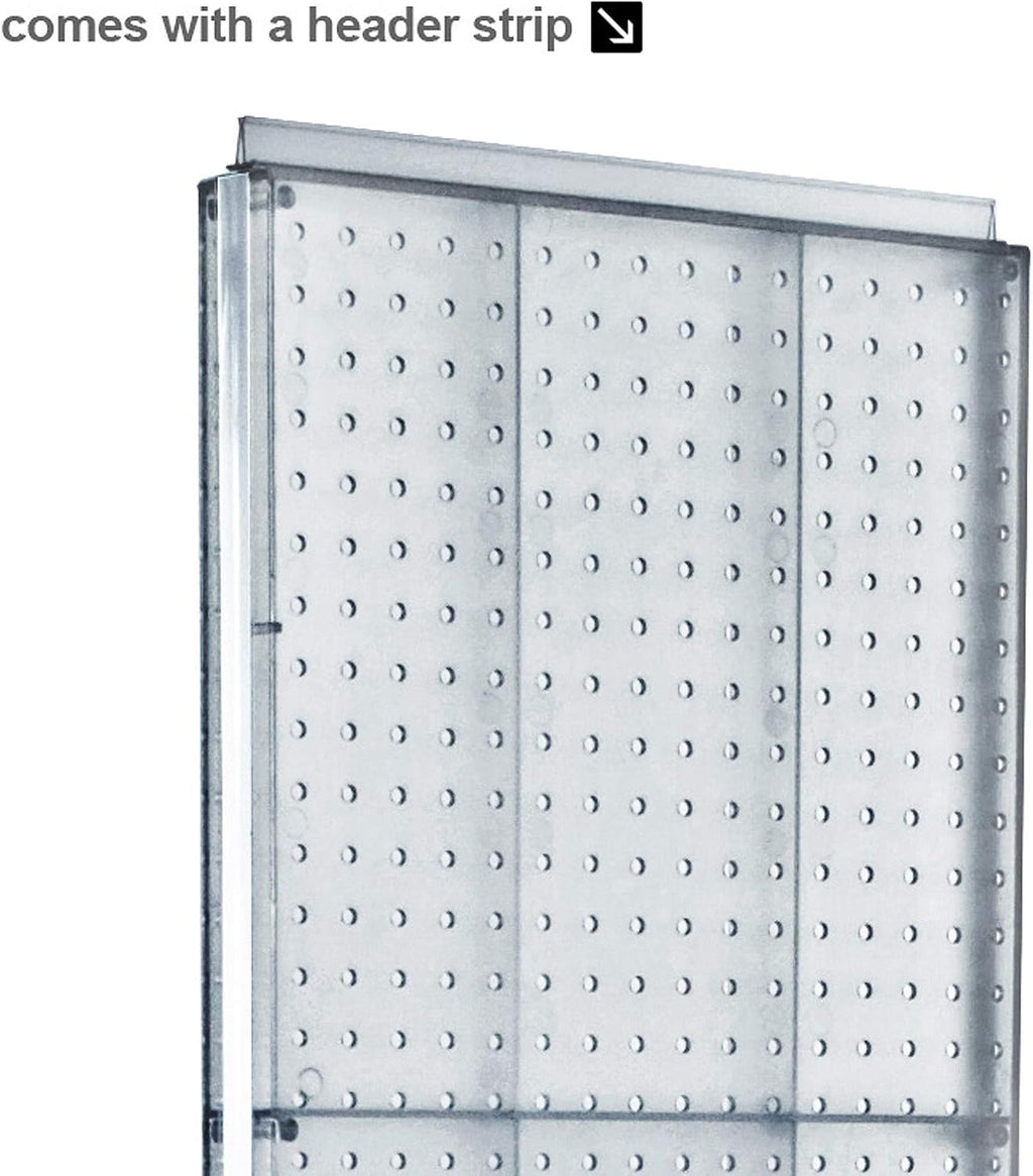 Azar Displays 700780-CLR, TWO-SIDED PEGBOARD FLOOR DISPLAY W/C-CHANNEL SIDES ON REVOLVING ROUND STUDIO BASE. PANEL SIZE: 16'W X 60'H, Clear