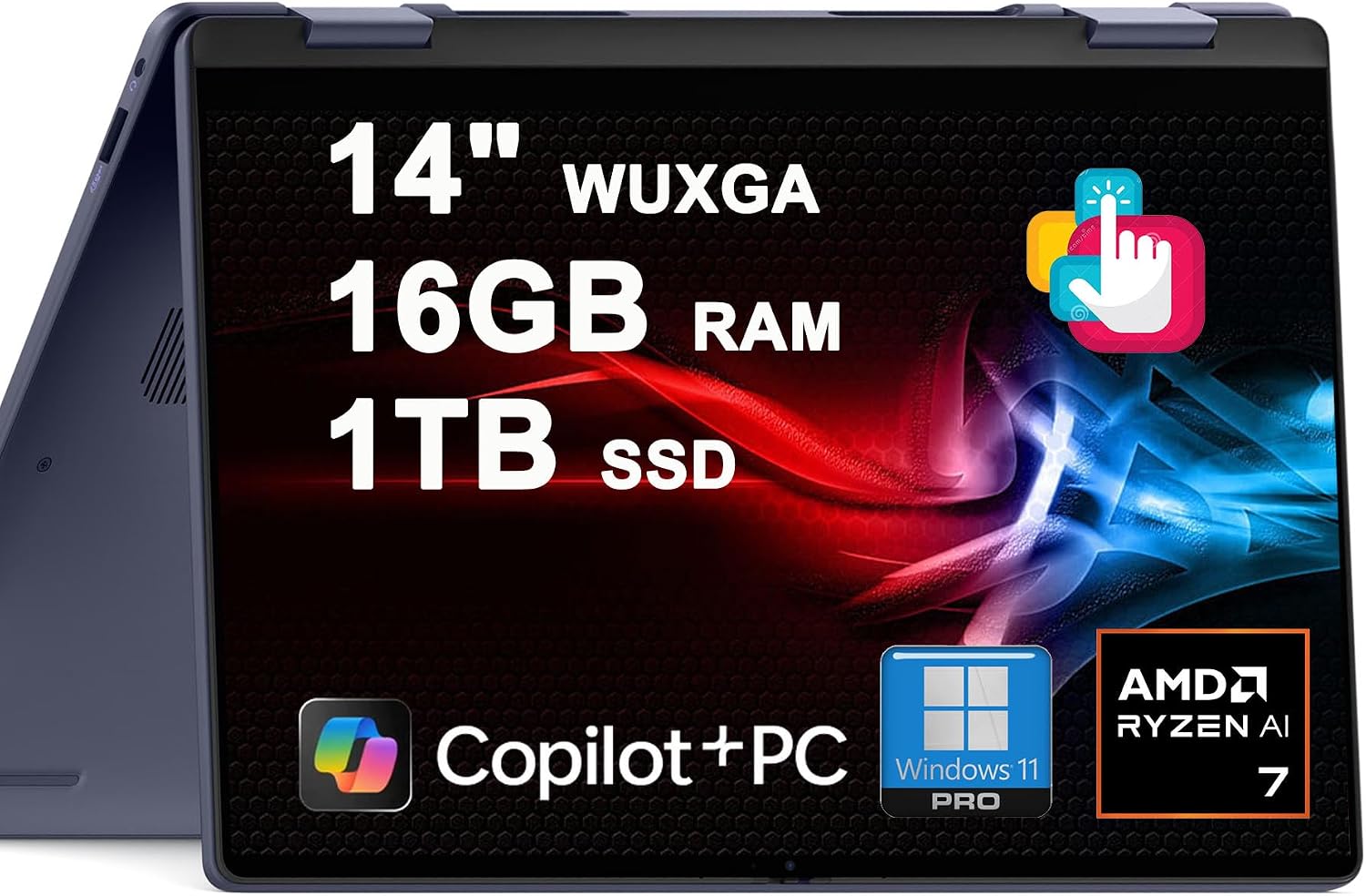 Dell Inspiron 14 Plus 2-in-1 Laptop 14' WUXGA Touch AMD 8-core Ryzen AI 7 350 Up to 50 Tops (>i7-12700H) 16GB DDR5 1TB SSD Backlit for Designer Business Professional Win11Pro