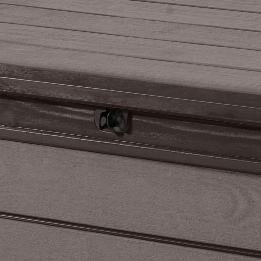 Keter Outdoor Storage Deck Box, for Patio, Backyard & Garden, Brushwood, 120 Gal, Brown - Lockable, Organizing, and Waterproof Plastic Container Bench