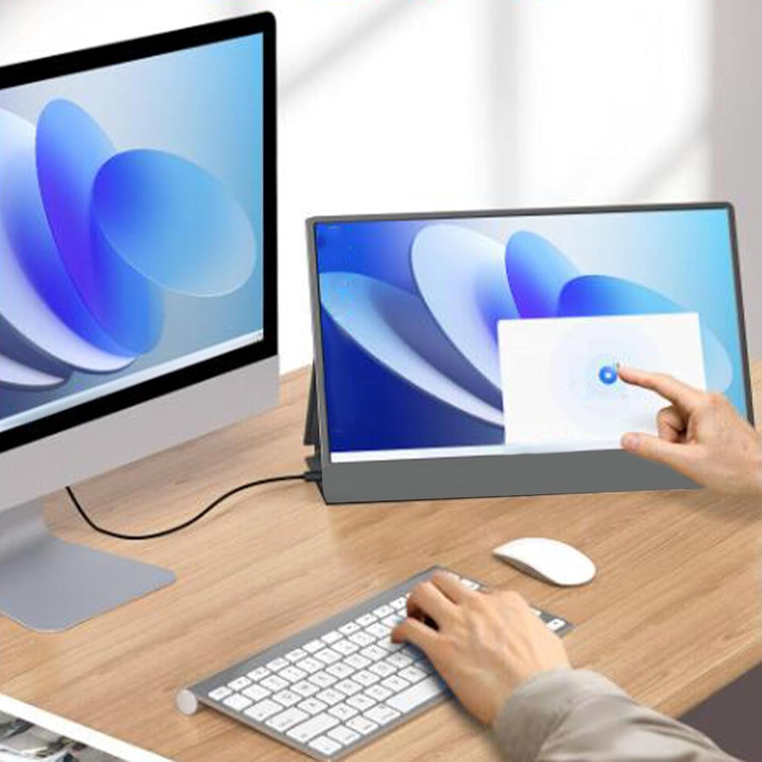 ciciglow 15.6 Inch Portable Display, 1080P Computer Display, Thin and Lightweight Portable External Touch Screen Display for Laptop Computer PC Game Console