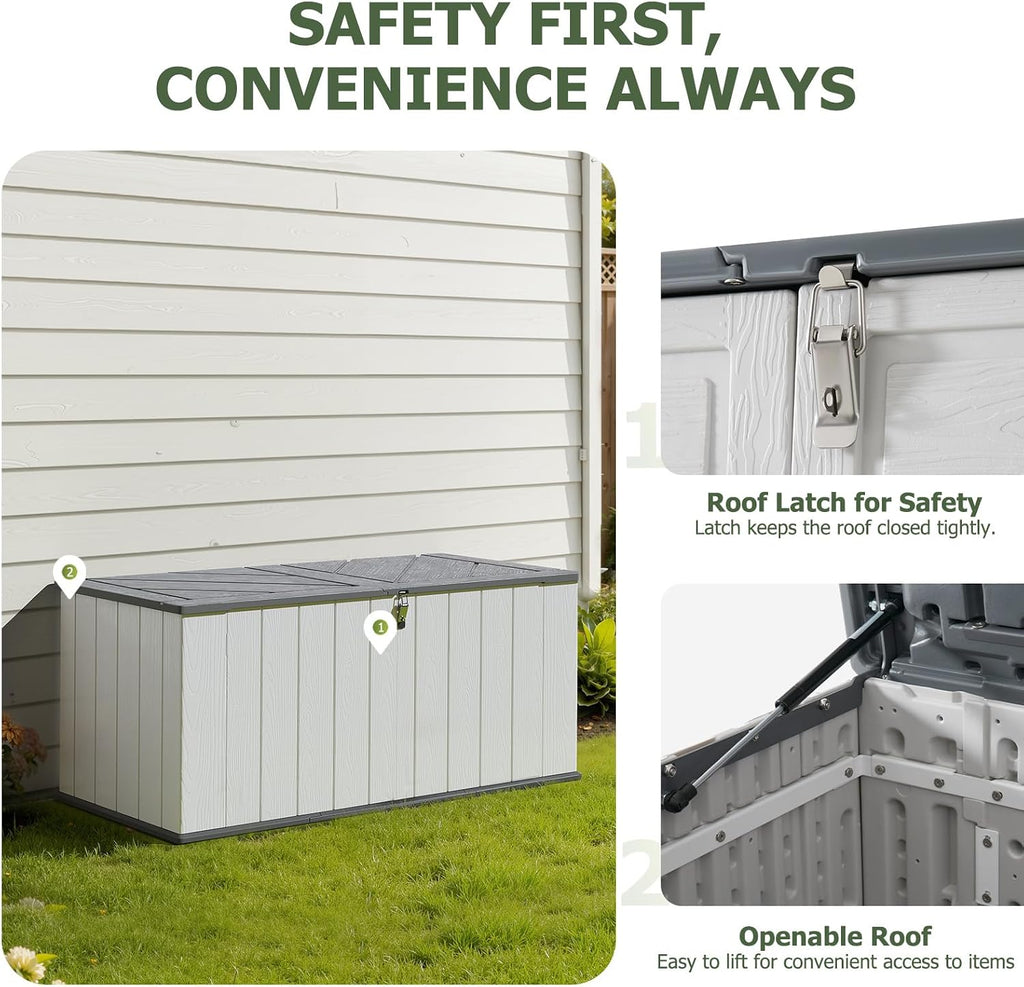 Aoxun 21 Cu.Ft Outdoor Storage Shed, Large Resin Storage Shed with Lid, Waterproof & UV-Resistant Patio Storage for Cushions, Garden Tools, and Pool Accessories (White)