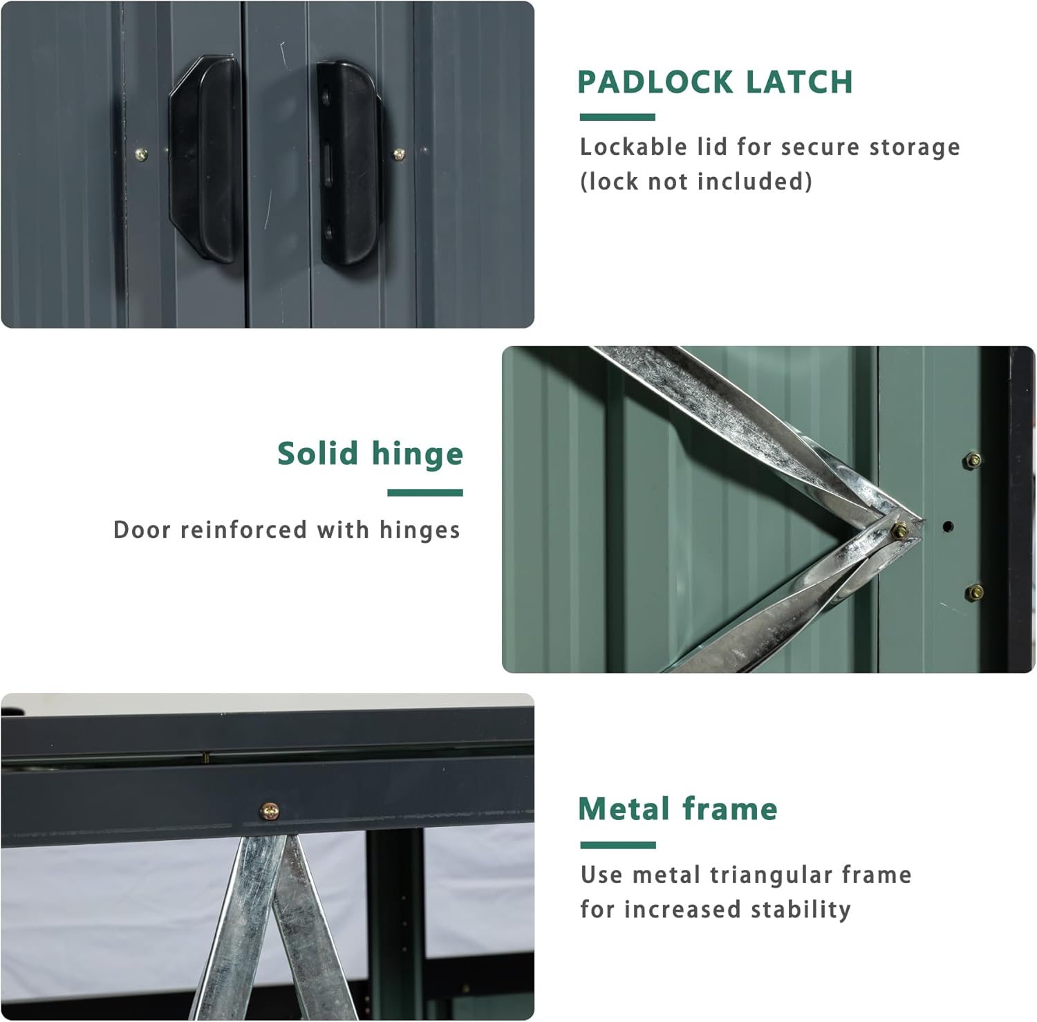 Outdoor Trash Can Storage, Garbage Bin Shed Stores 3 Trash Cans, Metal Outdoor Storage Shed for Garbage Cans, Garden Accessories, Backyard, and Patio Use, Lockable, Black