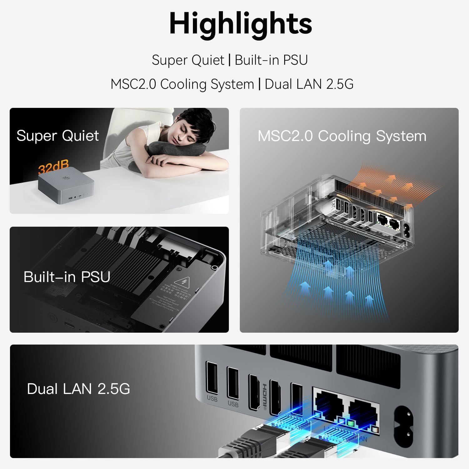 Beelink EQR7 Mini PC, AMD Ryzen 7 7735U (8C/16T,up to 4.75GHz),Mini Computers 16GB LPDDR5 RAM 500GB M.2 PCle x4 SSD,4K Dual Display,2.5G LAN,USB3.2,WiFi 6,BT 5.2