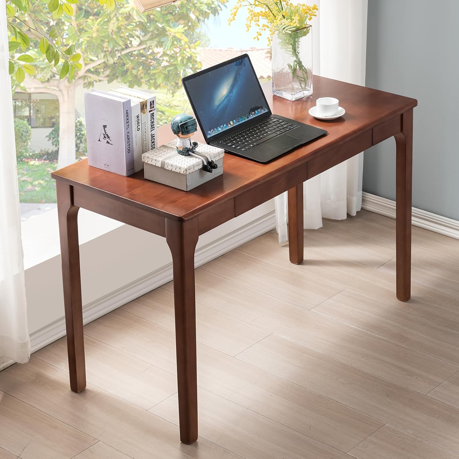 Solid Wood Desk with Drawers, Small Computer Desk for Small Spaces, Gaming Study Home Office Desks for Work, Student PC Desk for Bedroom, Escritorios para Cuartos (Cherry Color, 39inch)