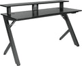 OSP Home Furnishings Area51 Battlestation Gaming Desk with Bluetooth RGB LED Lights, Matte Black