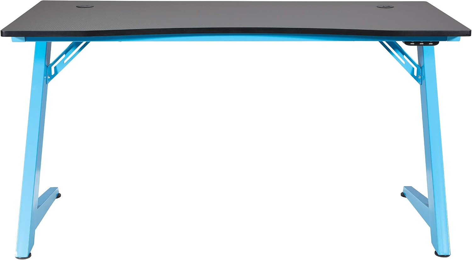 OSP Home Furnishings Beta Battlestation Gaming Desk with Bluetooth RGB LED Lights, Matte Blue