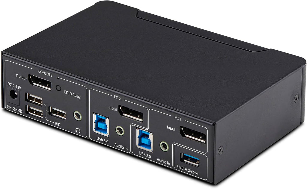 StarTech.com 2-Port DisplayPort KVM Switch, 4K 60Hz, DP 1.2, HDCP 1.4, EDID Management, 2-Port USB 3.0 Hub, TAA Compliant