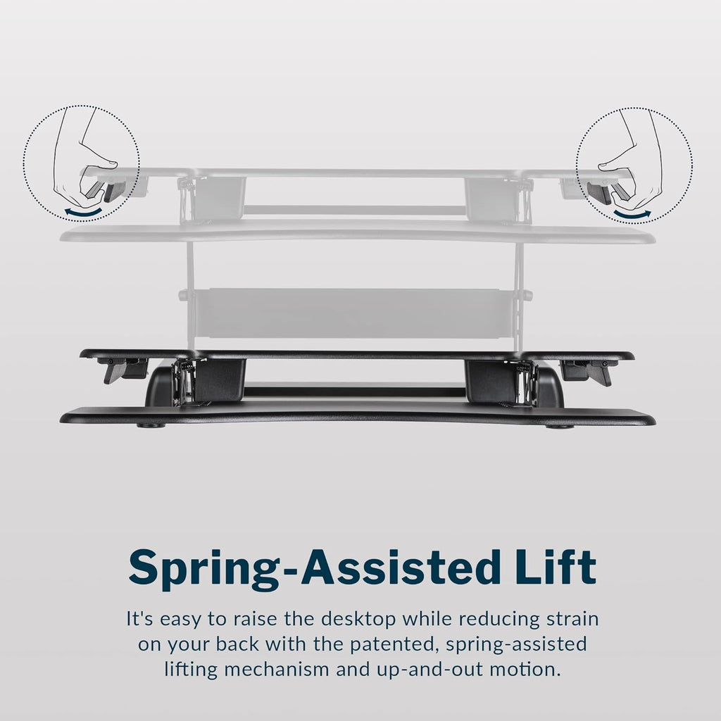 Vari VariDesk Pro Plus 36 - Adjustable Desk Converter with 11 Height Settings - Laptop Sit Stand Desk Riser for Home Office, Table Tops, Workspace - Fully Assembled with Spring Loaded Lift - Black