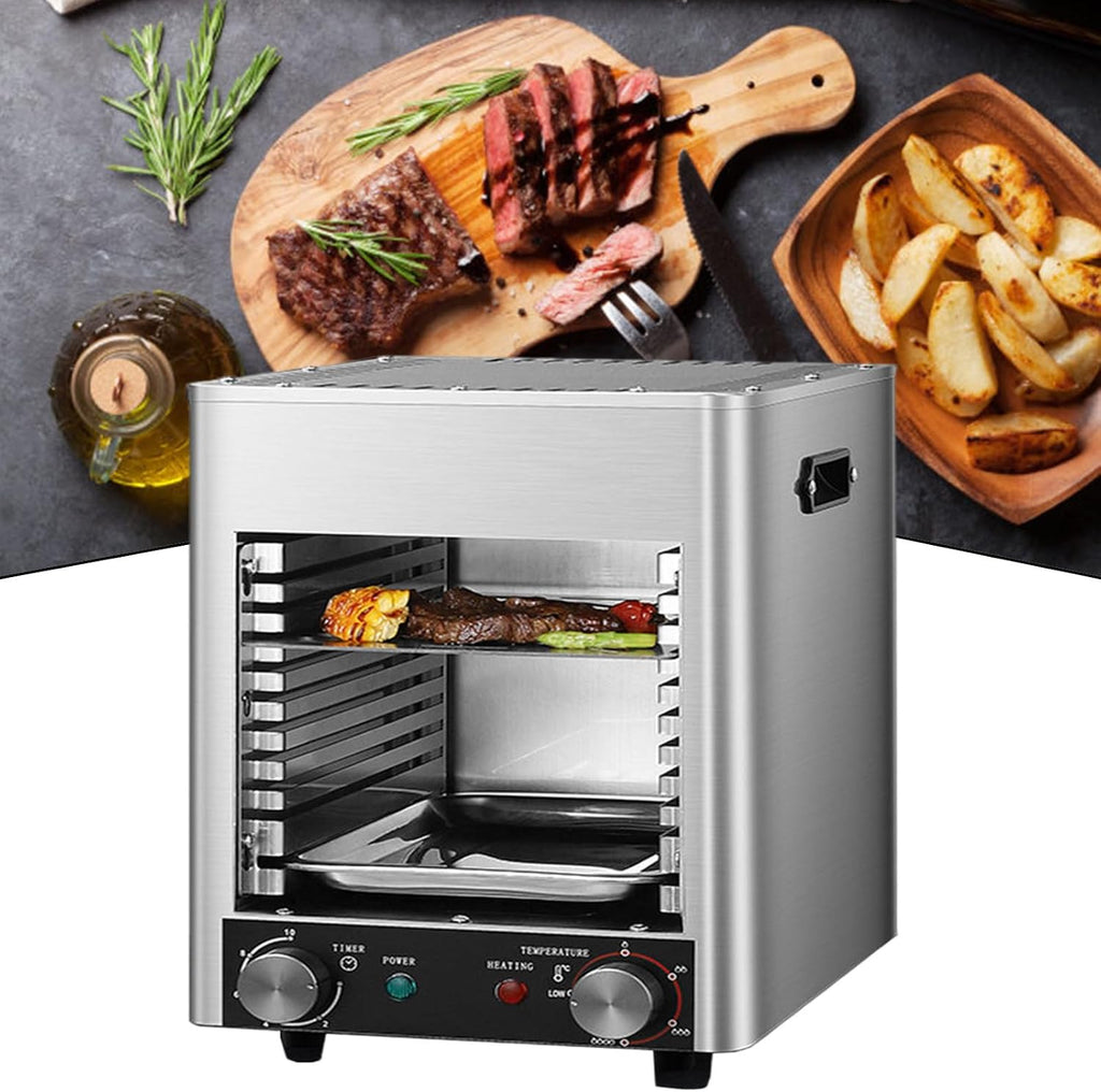 800°C Electric Grill, Steak Grill, Indoor Ceramic Burner, Stainless Steel Grill, Top Heat Grill, Table Grill, Stainless Steel with Grill Grate,220V