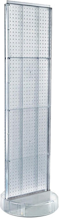 Azar Displays 700780-CLR, TWO-SIDED PEGBOARD FLOOR DISPLAY W/C-CHANNEL SIDES ON REVOLVING ROUND STUDIO BASE. PANEL SIZE: 16'W X 60'H, Clear