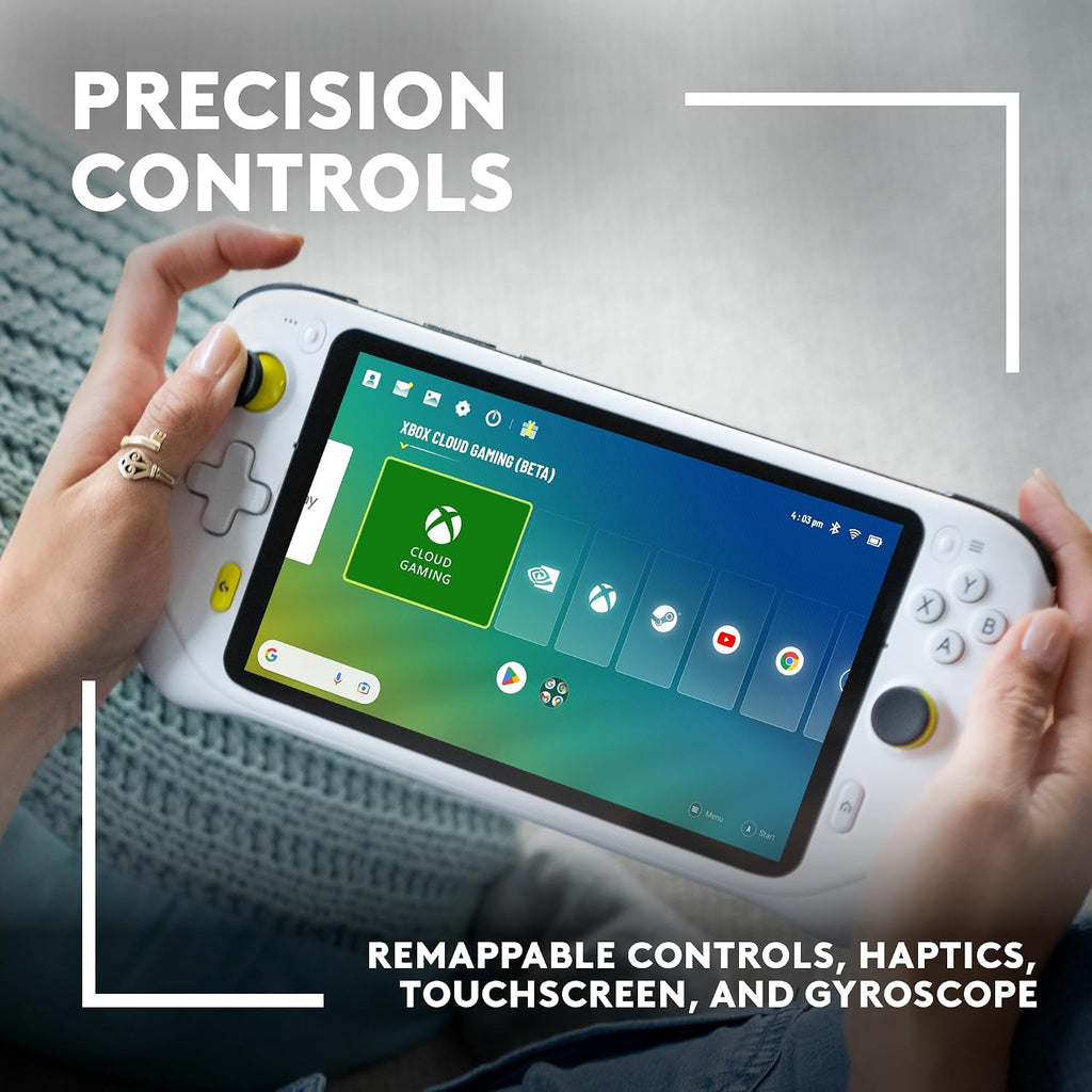 Logitech G Cloud Gaming Handheld, Portable Gaming Console with Long-Battery Life, 1080P 7-Inch Touchscreen, Lightweight Design, Xbox Cloud Gaming, NVIDIA GeForce NOW, Google Play