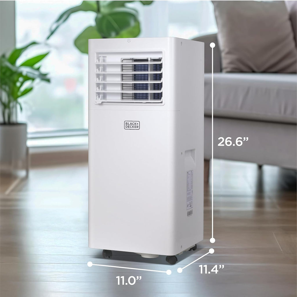 BLACK+DECKER Portable Air Conditioner, 8,500 BTU (5,100 BTU SACC) for Rooms Up To 350 Sq. Ft., Portable AC with Full Function Remote Control & Window Kit, BPACT05SM, White
