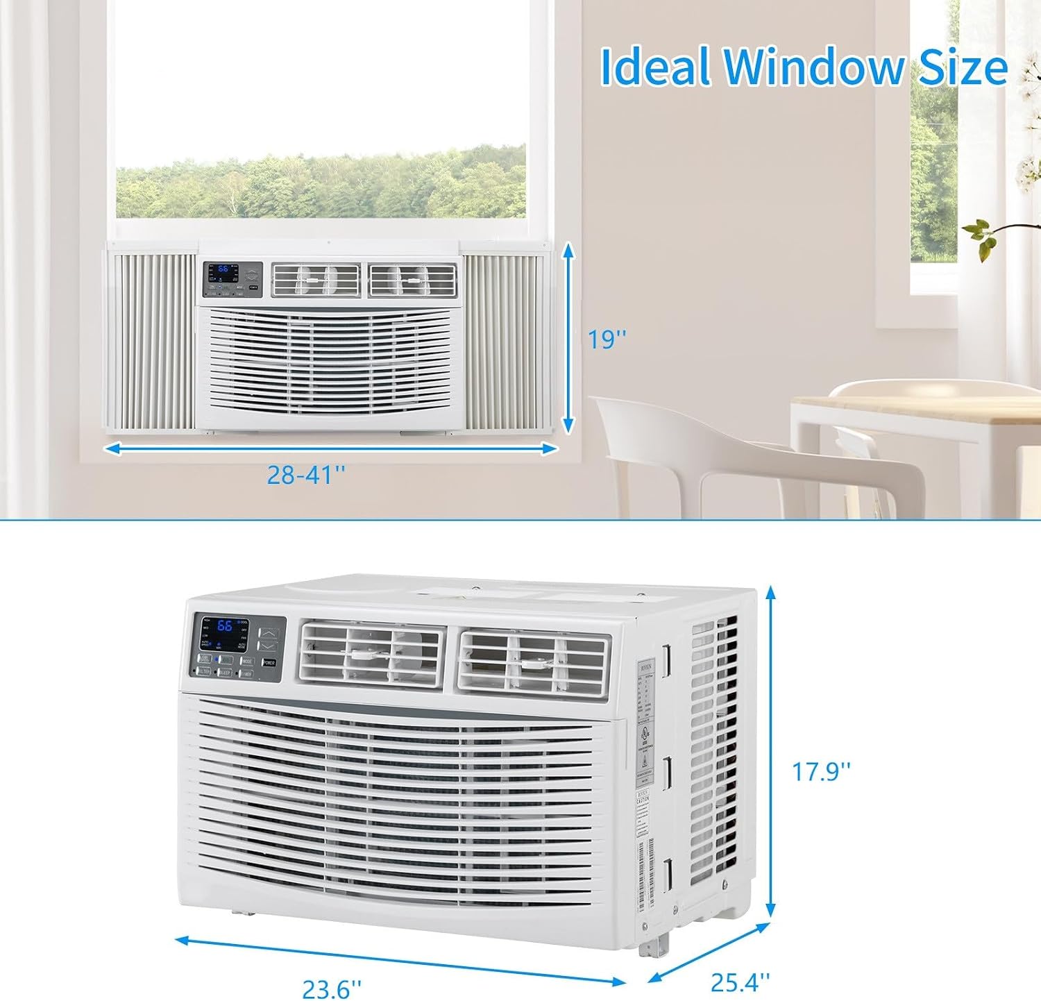 ROVSUN 18000 BTU Air Conditioner Window Unit, 3-in-1 Window AC Unit Cooler, Dehumidifier & Fan with Timer, Remote Control & Installation Kit, Cooling Rooms up to 1000 Sq. Ft, 230V/60Hz, White & Grey