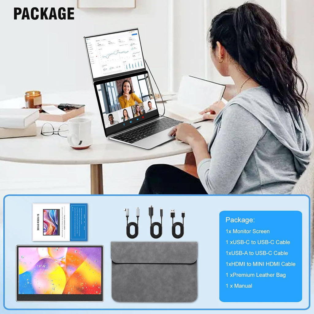 KEFEYA Laptop Screen Extender Portable Monitor, 14' FHD IPS 1200P Travel Dual Second Monitor for Laptop