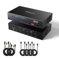 TESmart 4K@144Hz Displayport + HDMI KVM Switch 3 Monitors 2 Computers USB 3.0, HDMI 2.1&DP 1.4 KVM Switch Triple Monitors 8K@60Hz Gaming, Support EDID, Gigabit Network, VRR, All Input Cables Included
