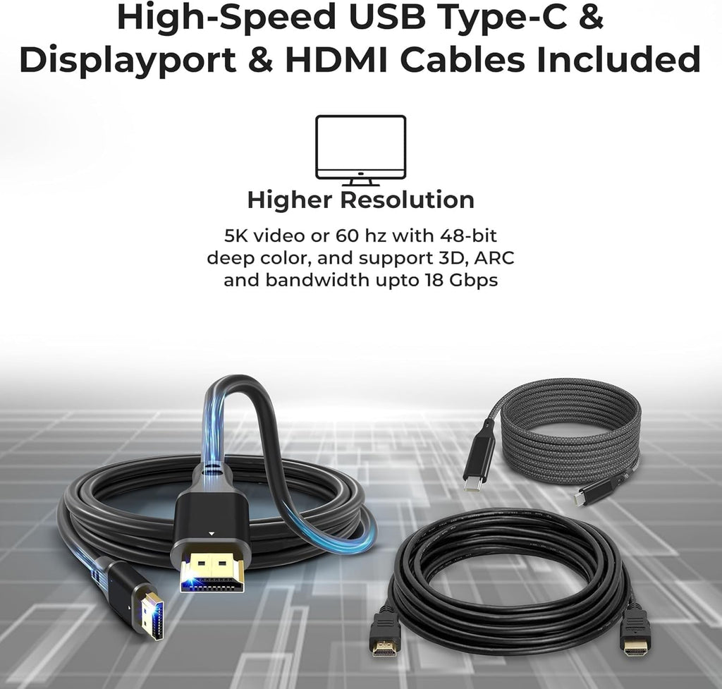 Dell Pro Dock WD25 Universal Docking Station Bundle — USB-C/USB-A Dual Display Dock with 100W Adapter + HDMI Cable + USB-C Cable + DisplayPort Cable + Cleaning Cloth