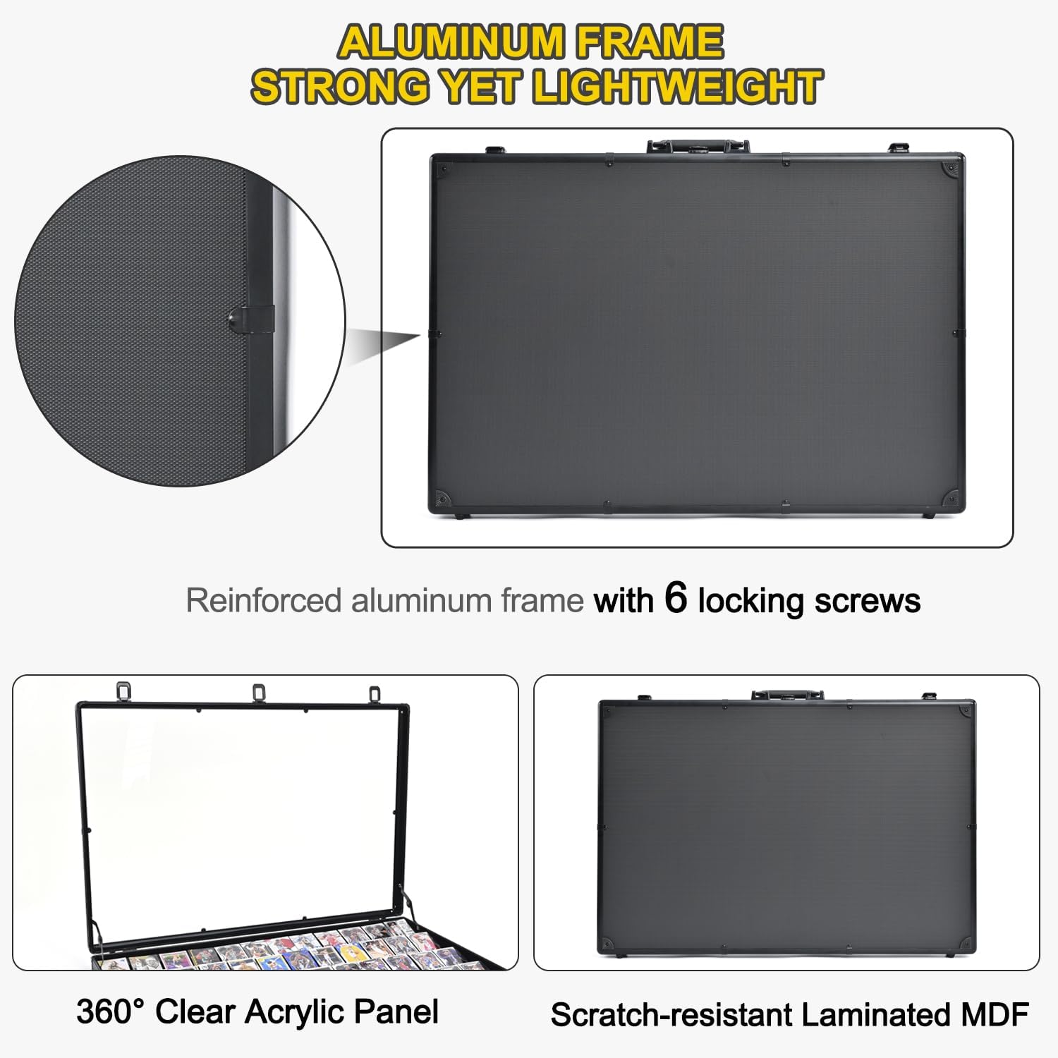 Trade Show Display Case – 34'x22' Large Aluminum Locking Tabletop Showcase for Trading Cards, Sports Cards, TCG, Jewelry – Lightweight & Portable for Exhibitions, Conventions, and Collectibles, Black