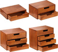 4-piece Drawer Cabinet Bundle Set - Modern Mahogany Wood Stackable Units - Multi-level Drawer Desktop Storage Organizers (4-Pack)