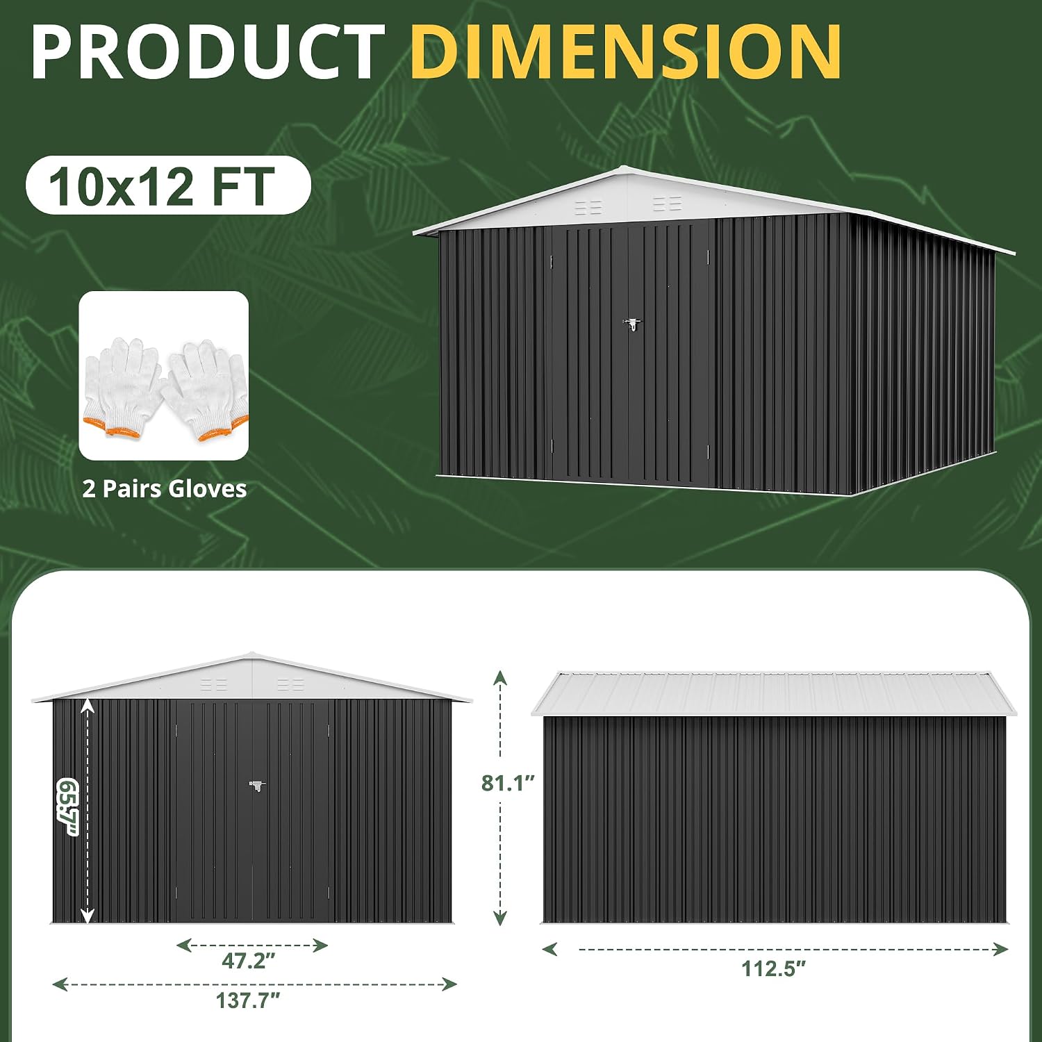 AirWire 10x12 FT Outdoor Storage Shed, Metal Garden Shed with Updated Frame Structure and Lockable Doors, Heavy Duty Weatherproof Tool Sheds for Backyard Garden Patio Lawn, White