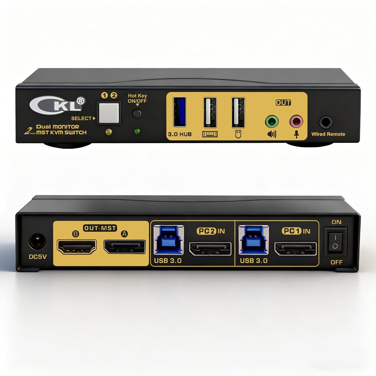 CKL DisplayPort MST KVM Switch (1 DP in 1 DP + 1 HDMI Out for 2 Computers 2 Monitors