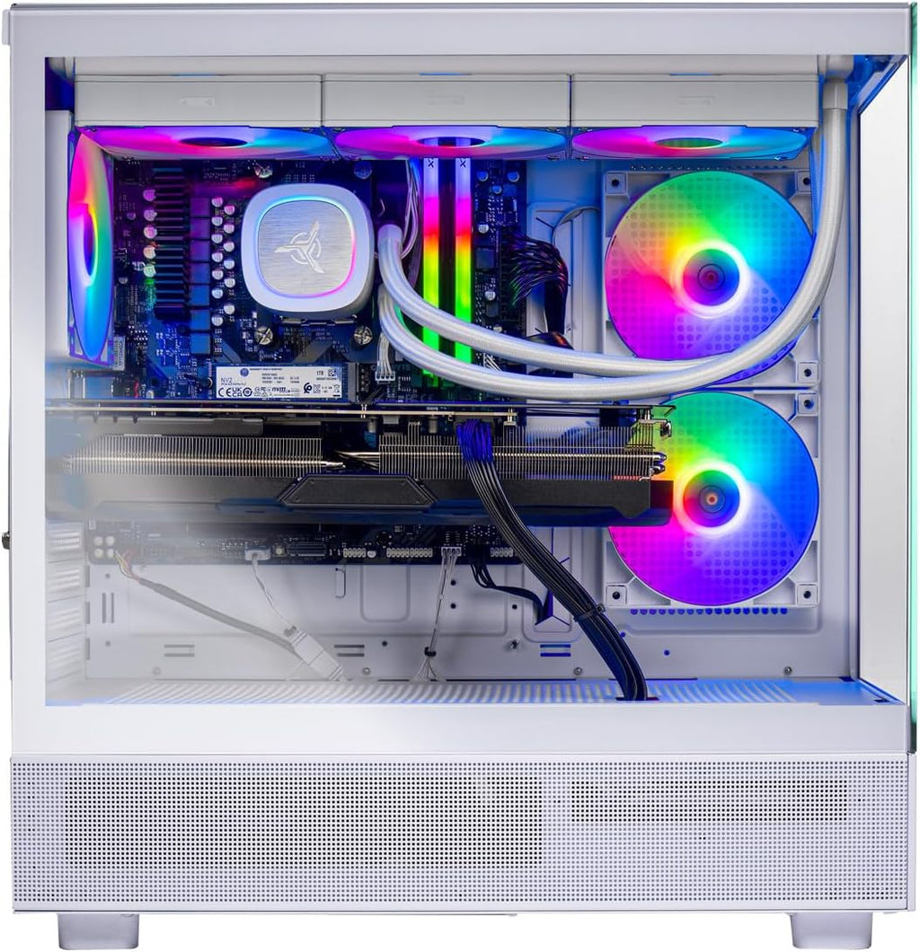 Skytech Gaming Azure 3 Desktop PC, Intel i7 14700F 2.1 GHz (5.3GHz Turbo), NVIDIA RTX 5070 12GB, 1TB Gen4 NVMe SSD, 32GB DDR5 RAM 5200 RGB, 850W Gold ATX 3 PSU, 360mm ARGB AIO, Wi-Fi, Win 11