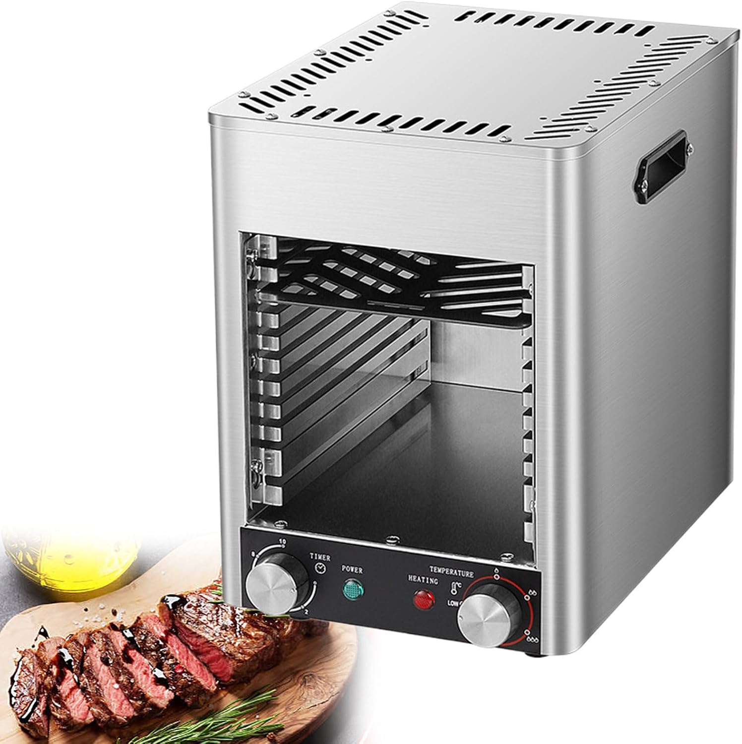 Gourmet Steak Grille (3400W), Steakhouse Quality, Ceramic Superheating Up to 800℃, Indoor Electric Grill and Sear Station, Stainless Steel