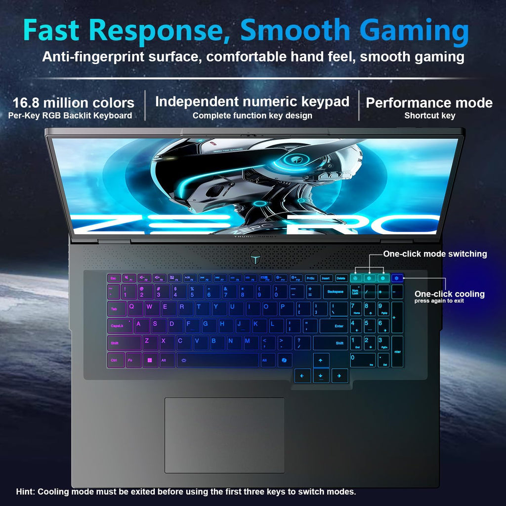 Thunderobot Zero 18 Pro 5090 Gaming Laptop, 18' QHD+ 240Hz 2.5K Hummingbird Display, Core Ultra 9 275HX, GeForce RTX 5090, 32GB DDR5, 1TB SSD, Per-Key RGB, FHD IR Camera, Wi-Fi 6E, Win 11 Home