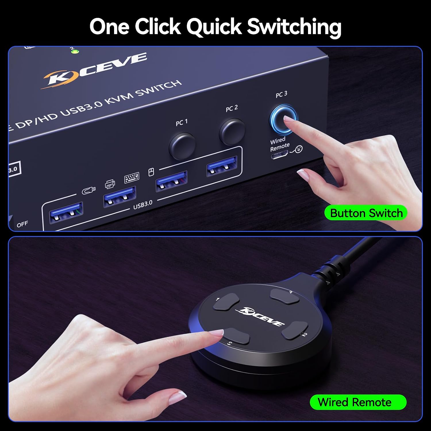 Thunderbolt 4 KVM Switch 3 Monitors 2 Laptops 4K@60Hz, Displaylink USB C Docking Station 3 Monitor KVM for Windows Mac M1 M2 M3 M4, Extended Triple Displays,PD 100W,USB 3.0,USB 3.2,SD/TF,1G Ethernet