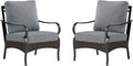 Sophia & William Extra Large Outdoor Patio Sofa Chairs Set 2 PCS Heavy-Duty Porch Furniture with High Back & Deep Seating Area, 5.5' Thicken Cushions for Deck, Lawn, Outside (Grey)