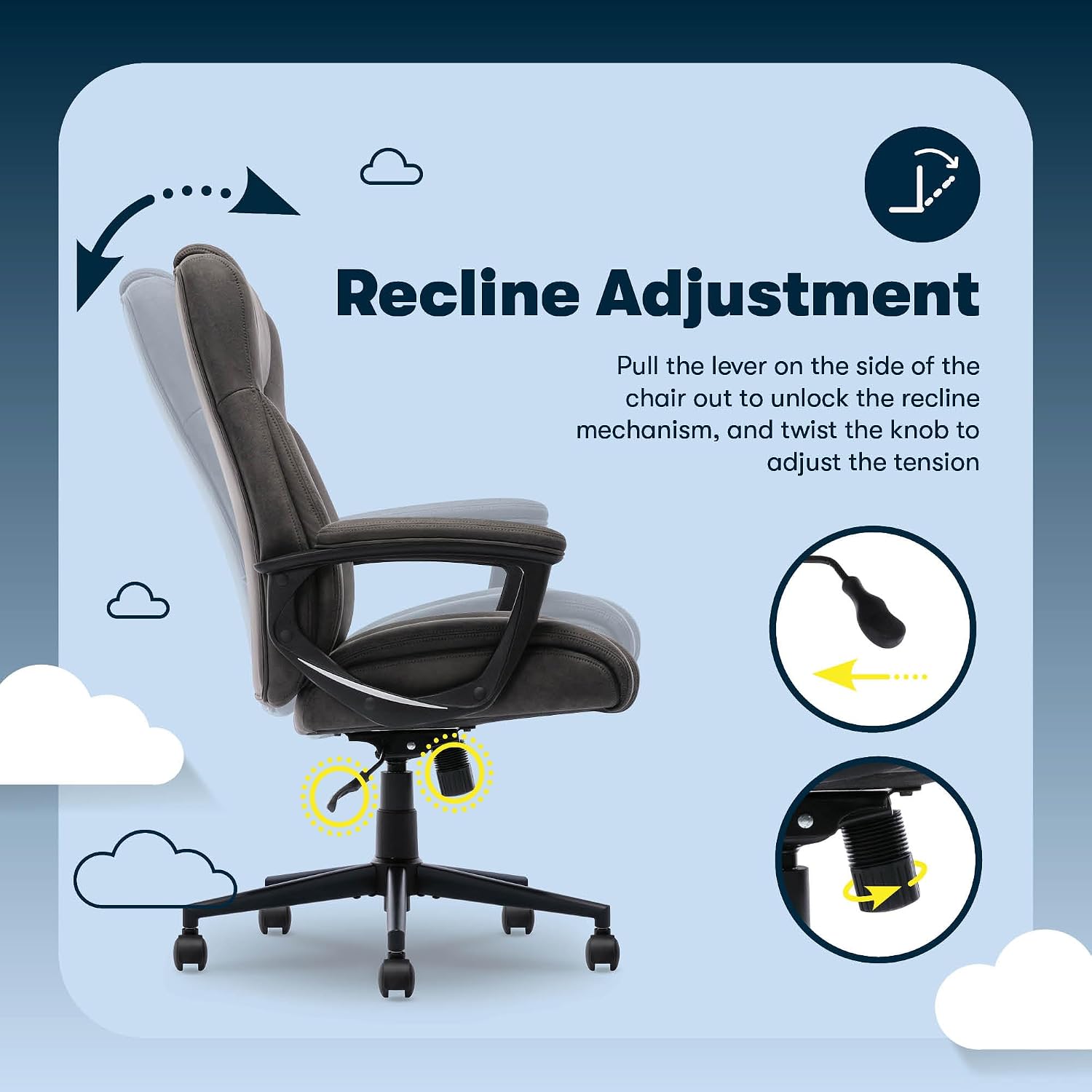 Serta Comfort Eco Office Chair, Ergonomic Mid-Back with Lumbar Support, Semi-Plush Seat Cushion and Layered Body Pillows, Padded Armrests, Metal Swivel Base, Soft Velvet Fabric, Brown