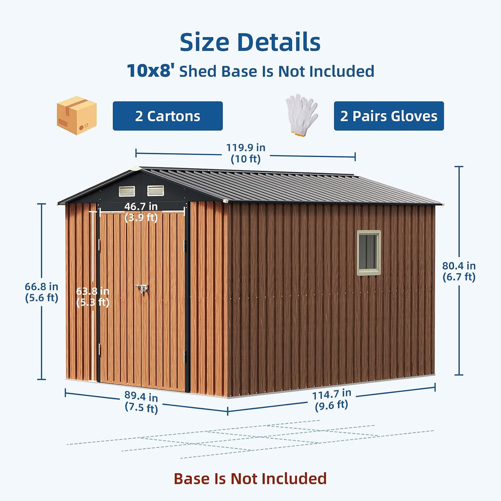 8x10 FT Outdoor Storage Shed, Metal Garden Shed with Updated Frame Structure, Lockable Door and Window, Large Tool Shed for Backyard, Patio, Lawn, Utility & Bike Storage
