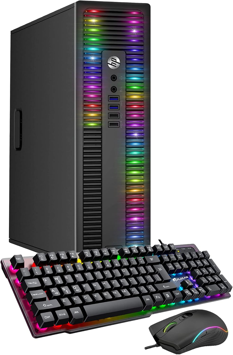 HP RGB Lights Desktop PC ProDesk Computer Intel Core i7 6th Generation Processor 16GB RAM 256GB SSD Windows 11 Gaming PC Keyboard & Mouse (Renewed)