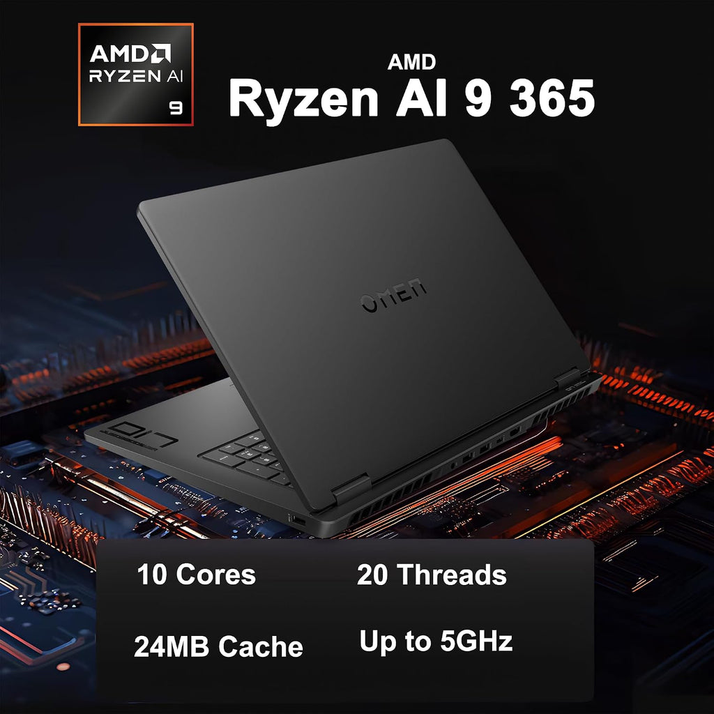 HP Omen 17 Gaming AI Laptop 17.3' FHD IPS 144Hz (100% sRGB) AMD Zen 5 10-core Ryzen AI 9 365 (Up to 50 Tops) 64GB RAM 4TB SSD GeForce RTX 5060 (Up to 572 AI Tops) RGB Backlit HyperX Win11 ICP Hub