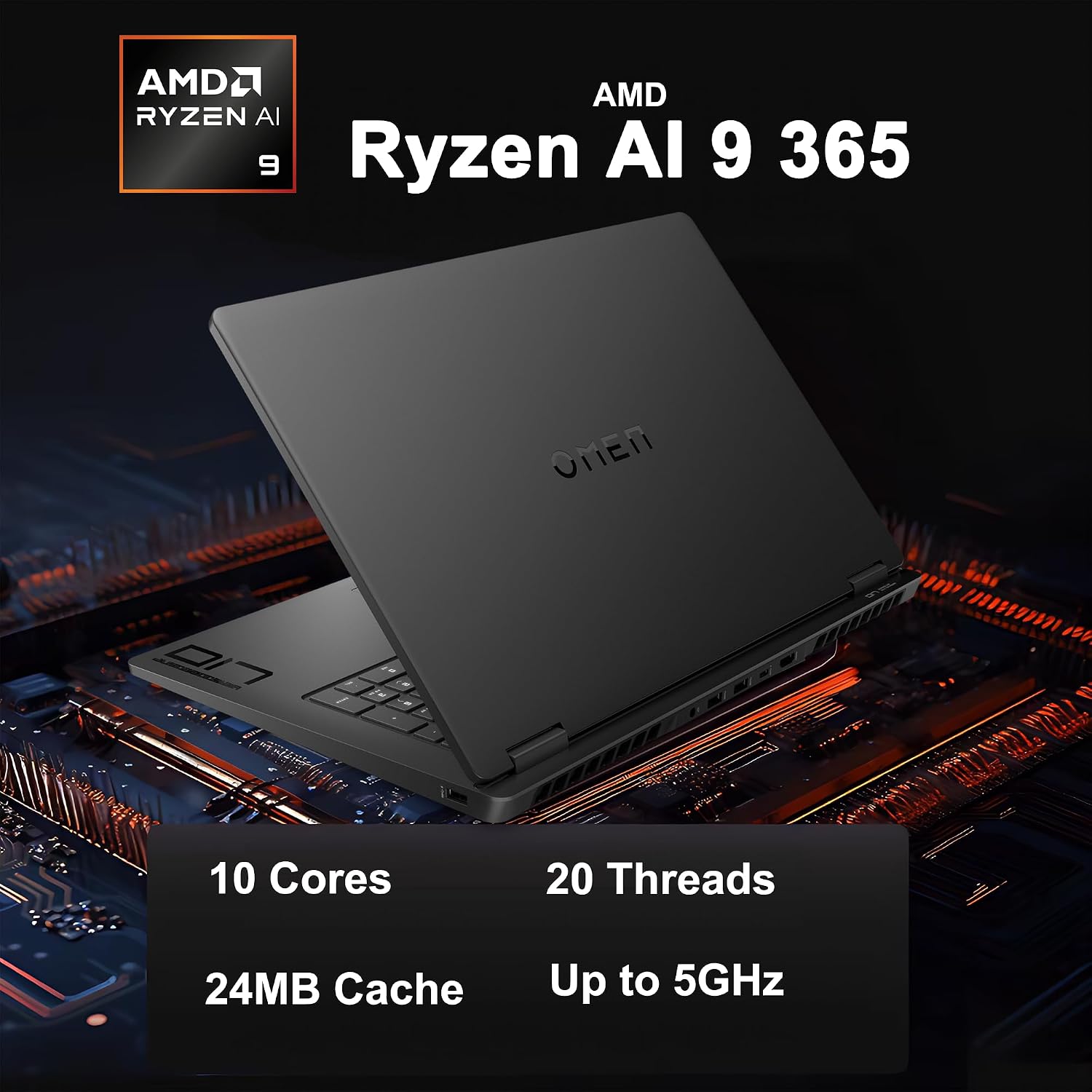 HP Omen 17 Gaming AI Laptop 17.3' FHD IPS 144Hz (100% sRGB) AMD Zen 5 10-core Ryzen AI 9 365 (Up to 50 Tops) 64GB RAM 4TB SSD GeForce RTX 5060 (Up to 572 AI Tops) RGB Backlit HyperX Win11 ICP Hub