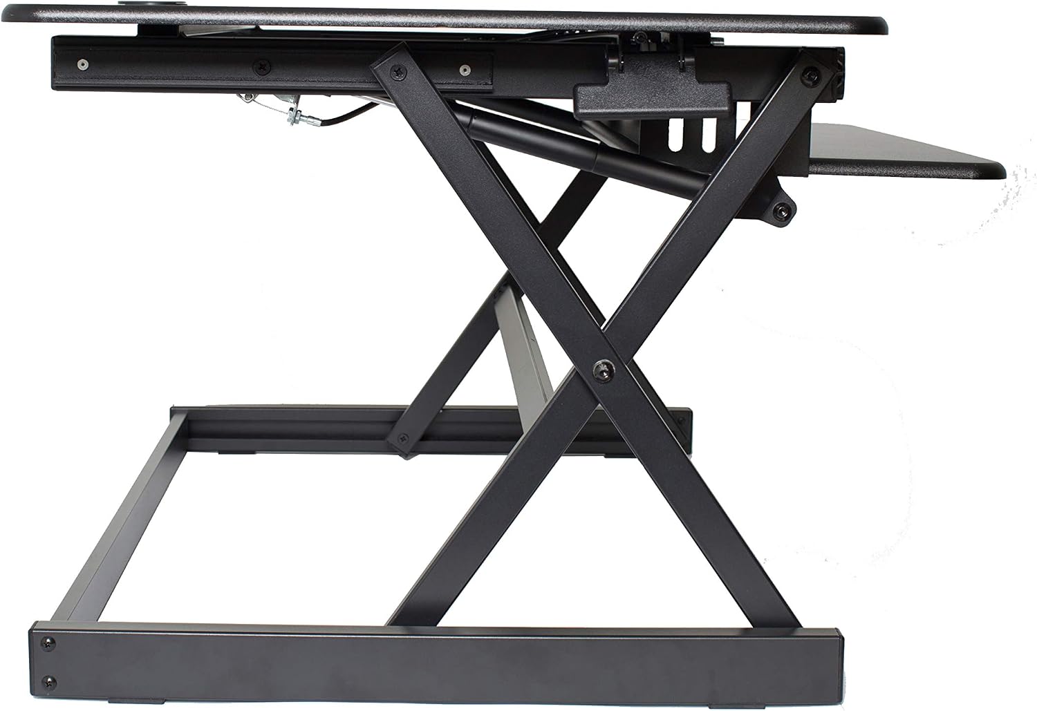 Rocelco 40' Large Height Adjustable Standing Desk Converter - Quick Sit Stand Up Dual Monitor Riser - Gas Spring Assist Computer Workstation - Retractable Keyboard Tray - Black (R DADRB-40)