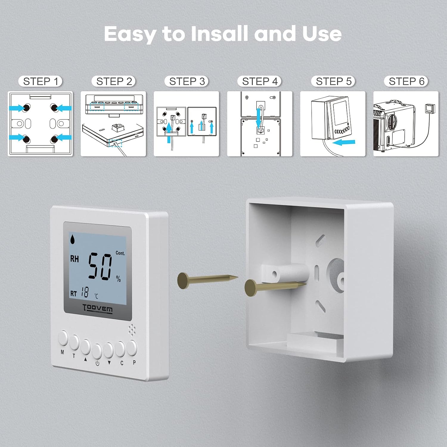 BaseAire Dehumidifier Remote Controller for Digital Humidity, Temperature, Adapt the Humidity Level, Suitable for Dehumidifier Airwerx 35P, 55, 65X, 55S WiFi, 65XS WiFi, 90, 90X, 100X, 120X,White