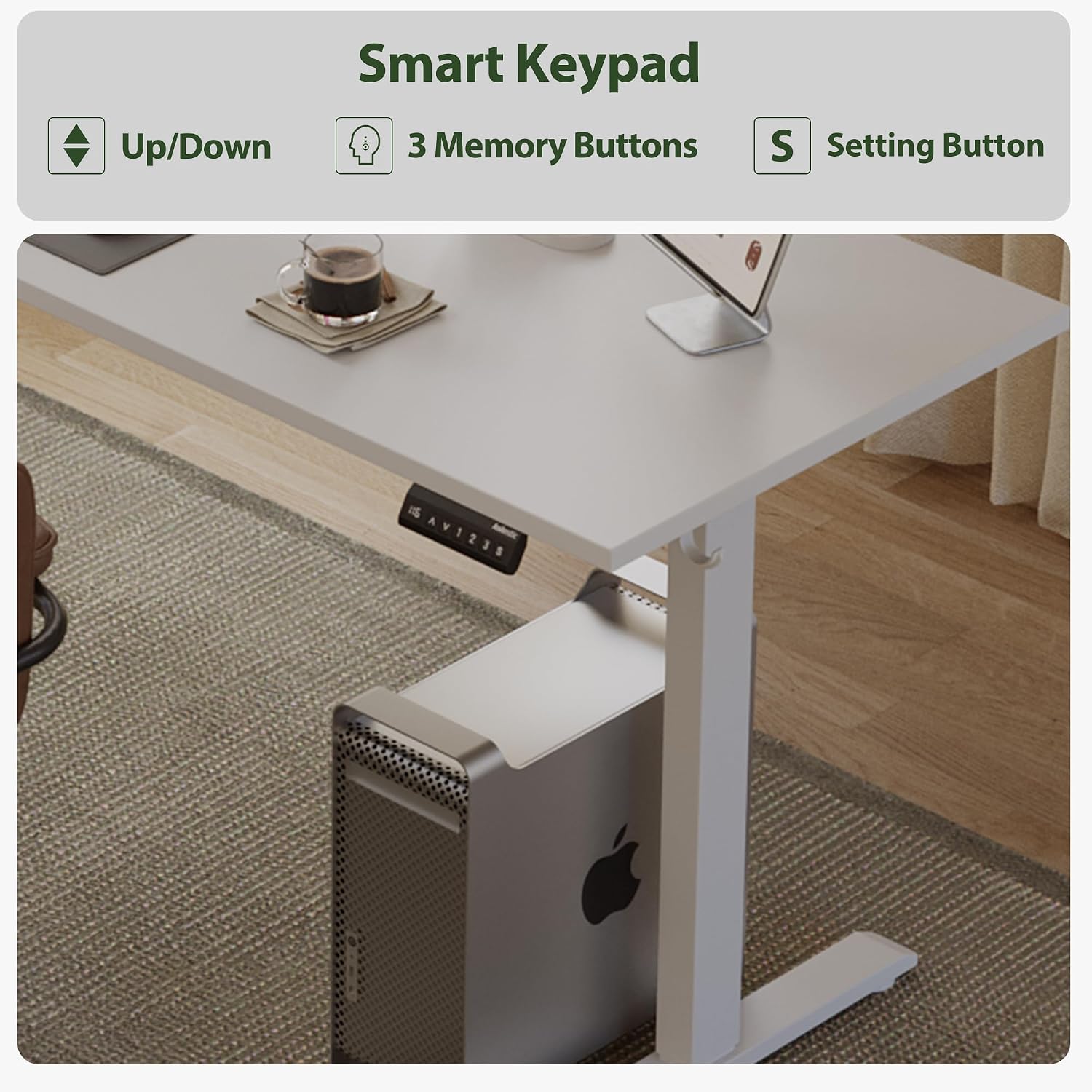 Agilestic L Shaped Standing Desk 63 x 55 inch Adjustable Height, Electric Corner Standing Desk, Sit Stand Computer Table with Splice Board, White
