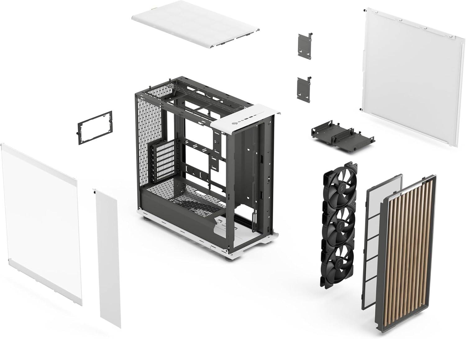 Fractal Design North XL RC Chalk White TG Clear - Reverse Connection Motherboard Compatible - Three 140mm Aspect PWM Fans Included- Type C USB - ATX Airflow Full Tower PC Gaming case