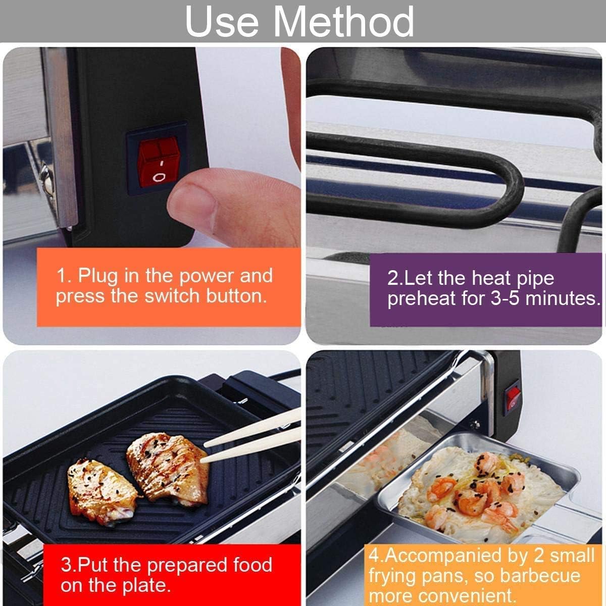 Raclette Grill 1000W Non Stick Electric BBQ Grill Kitchen Barbecue Machine Grilled Meat Pan Contact Grill 2 Type Frying Pan for Home Store Cook