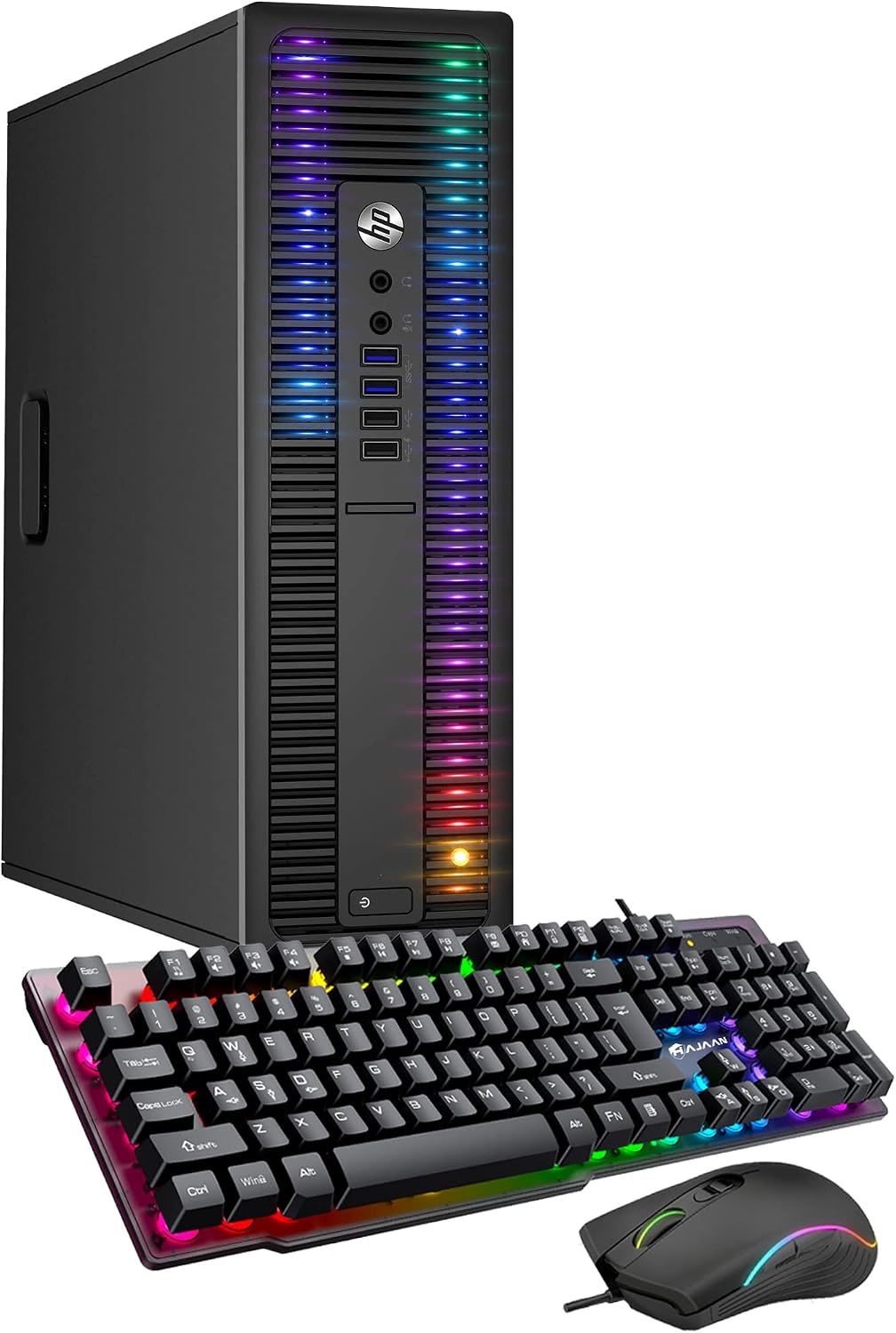 HP RGB Lights Desktop PC ProDesk Computer Intel Core i7 6th Generation Processor 16GB RAM 256GB SSD Windows 11 Gaming PC Keyboard & Mouse (Renewed)