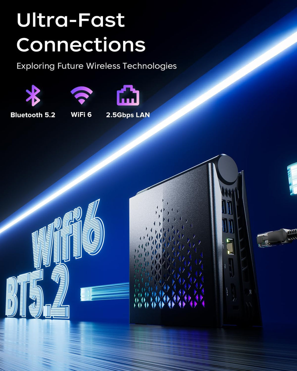 ACEMAGICIAN S3A Mini PC, Ryzen 7 8745HS[up to 4.9Ghz], 16GB DDR5 512GB NVMe SSD Mini Computers with AMD Radeon Graphics 780M, RGB Lights/WiFi6/BT5.2/Dual Channel/3 Modes Mini Desktop