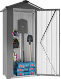 Outdoor Metal Storage Shed, Waterproof Garden Tool Shed with Lock, Galvanized Steel Utility Cabinet, Weather-Resistant Storage Locker for Backyard, Patio, Garage Tools Organization (Dark Gray)