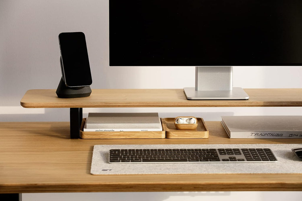Oakywood Dual Monitor Stand - Handmade in EU - Natural Wood Monitor Stand Riser - Laptop Accessories – 220 lbs (100 kg) Capacity - 41.3'x9' (105x23 cm) – 100% Natural Oak Veneer
