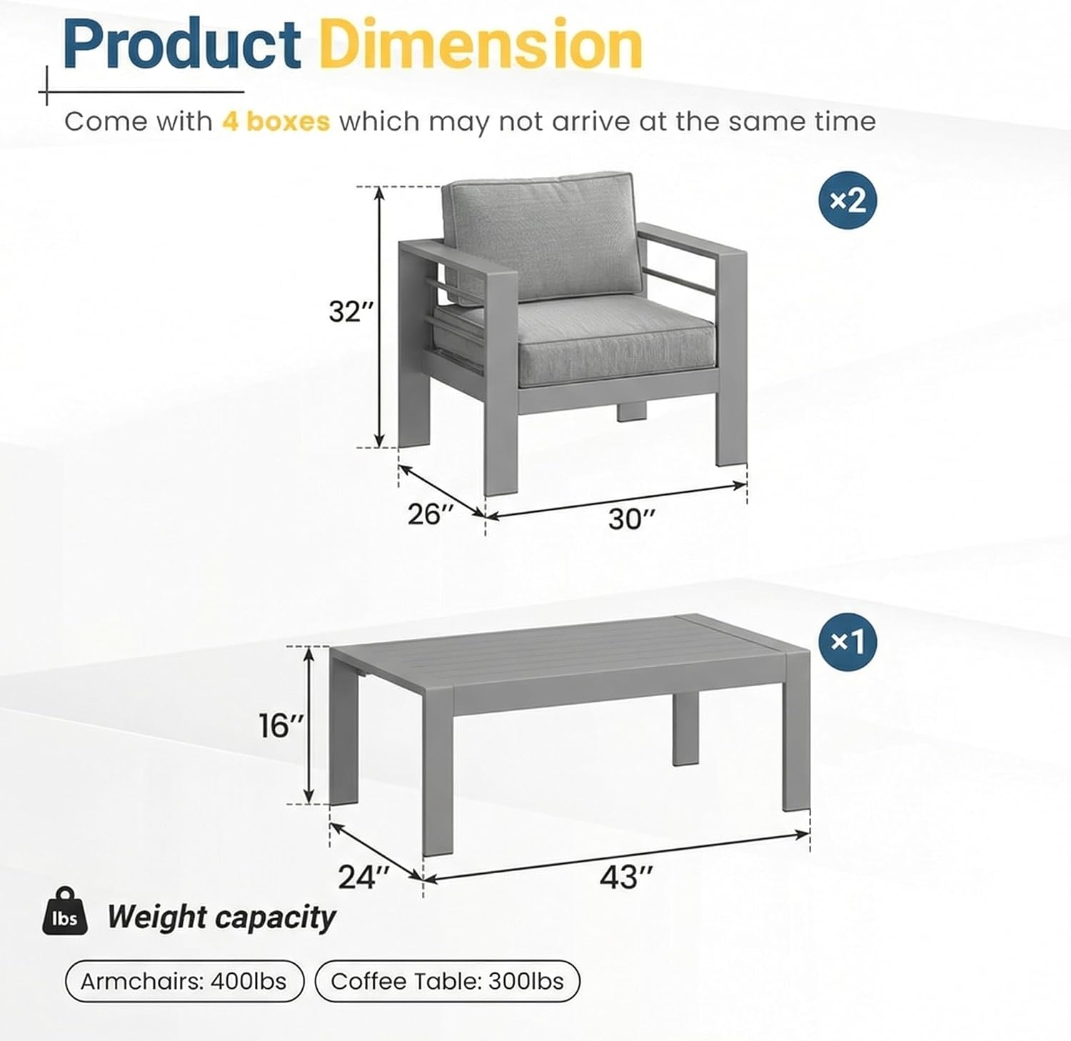 Solaste Aluminum Patio Furniture Set for All Weather, Oversized Metal Outdoor Furniture Set with 27.5' Deep Seating and 3.2' Wide Armrest, Outdoor Patio Sofa with 10' Back Suport Cushion